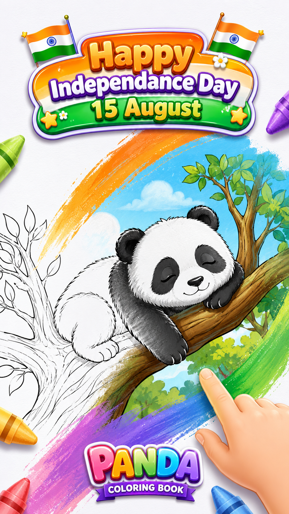 Cute Sleeping Panda Coloring Illustration