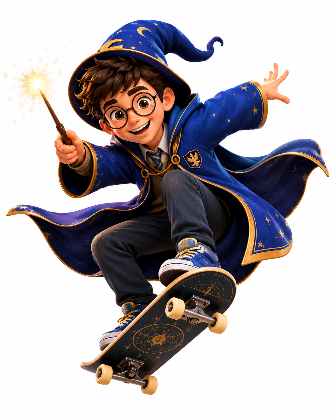 Magical Skateboarding Character Illustration