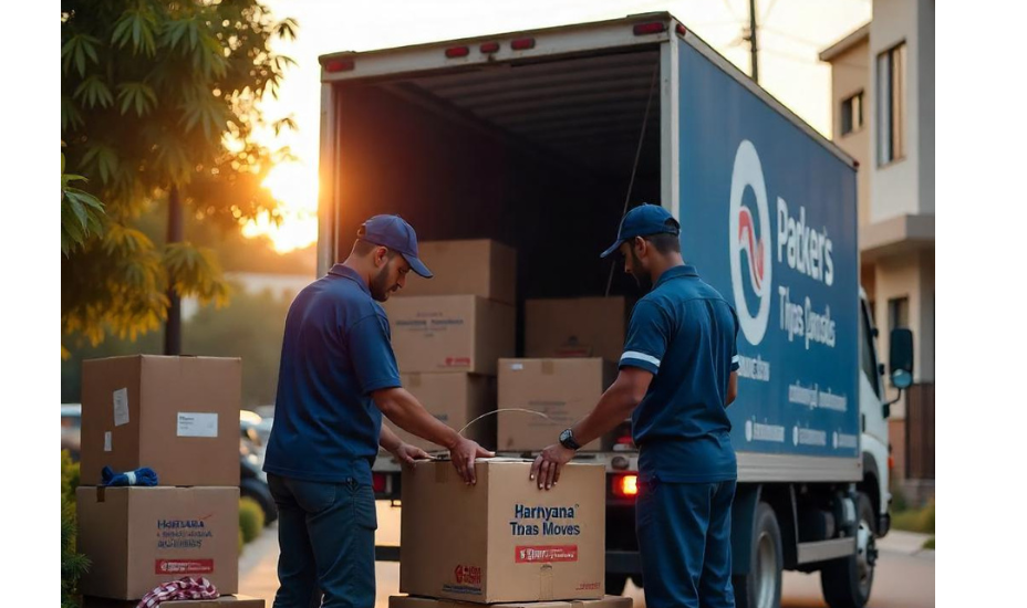 Packers and movers in Hisar packing household items and loading them into a truck for safe relocation