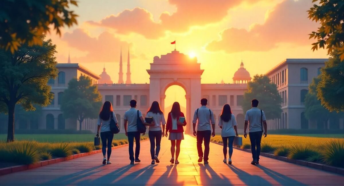 Illustration of best colleges in Hisar featuring CCSHAU and GJUST campuses