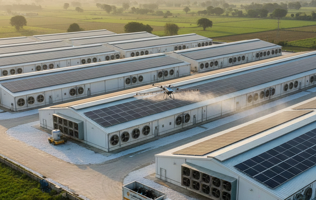 Modern Poultry Farm in Barwala Hisar with Automatic Feeding System