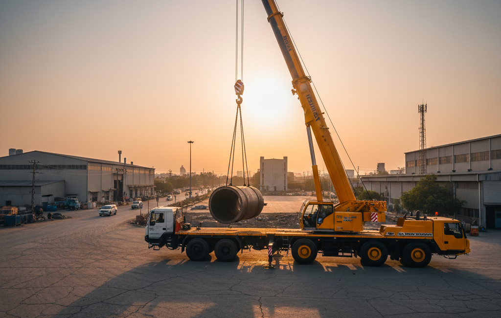 Heavy duty hydraulic crane lifting machinery in Hisar Industrial Area