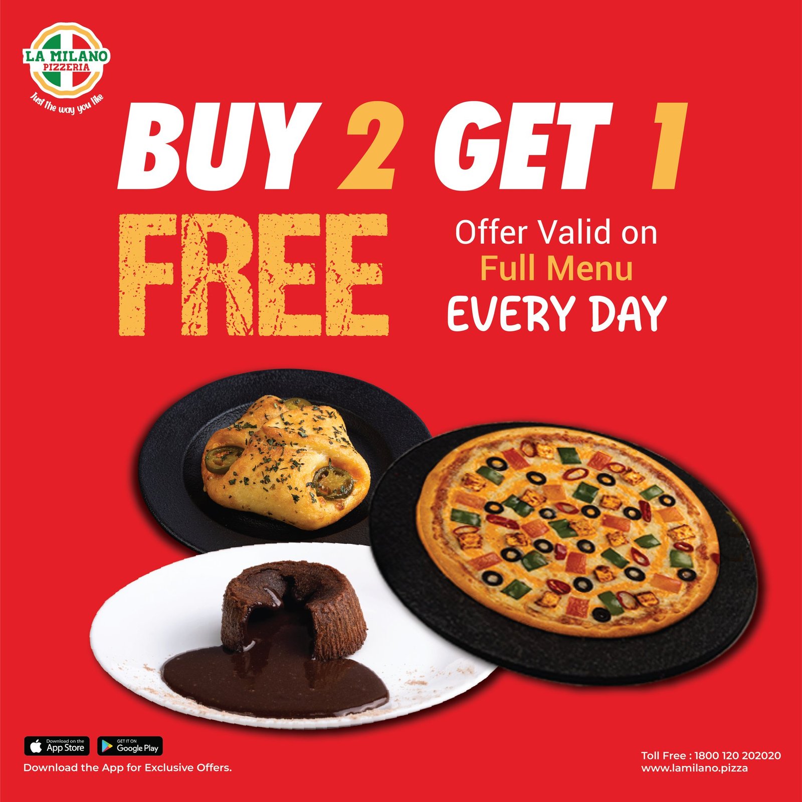 La Milano Pizzeria – Buy 1 Get 1 Free Pizza